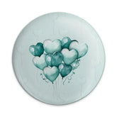 Heart Balloons Pinback, Teal Balloons Pin, Watercolor Balloons, Cute Badge, Birthday Pin, Party Favor, Decorative Pinback Button - Tawshia